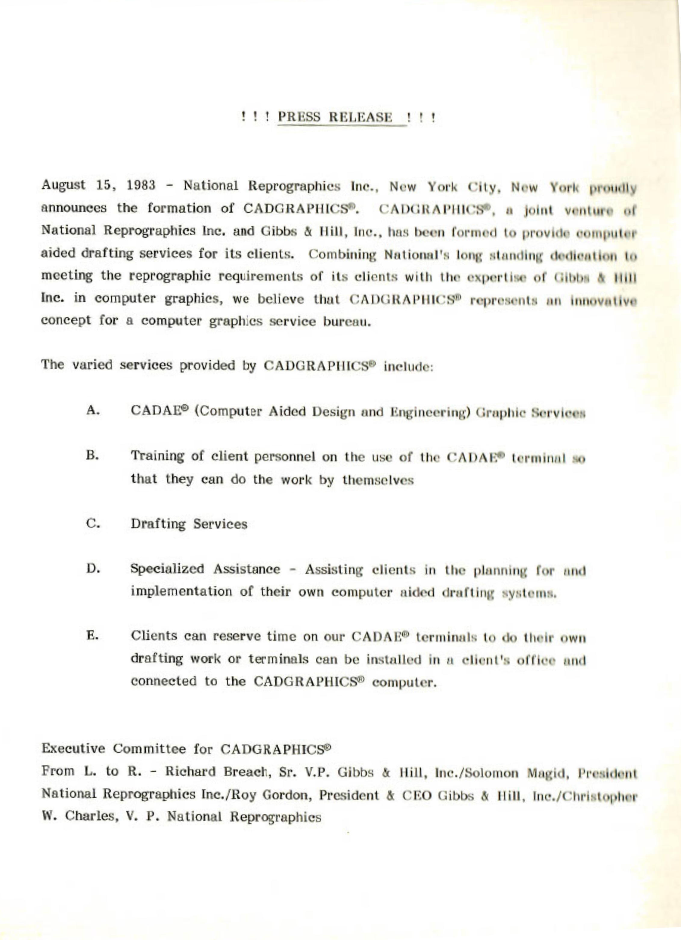1983 - CADGRAPHICS Press Release-1
